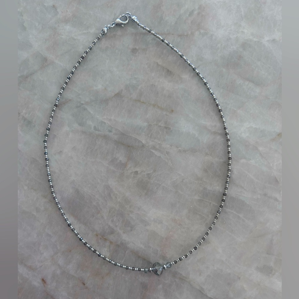 Smoky quartz hand beaded necklace